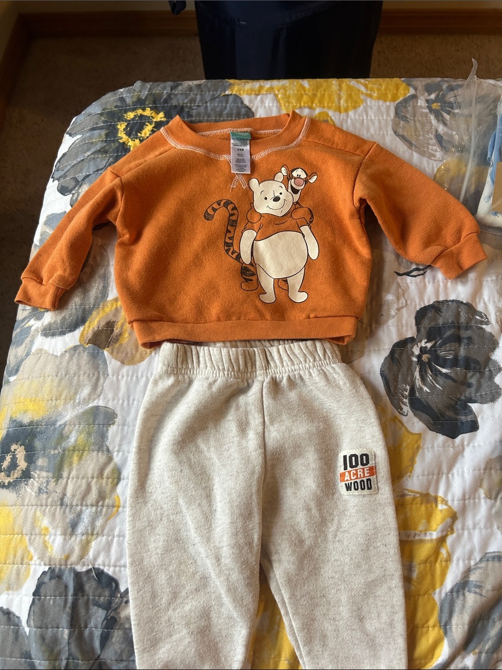 Disney Orange Winnie the Pooh Sweatshirt with Cream Joggers Set